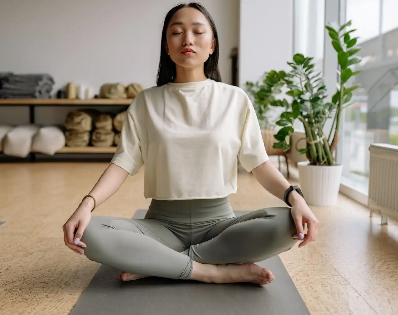 Woman looking forward into open space